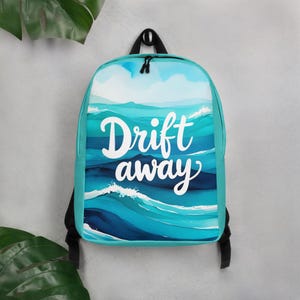 Ocean Wave Backpack, Beach Travel Bag with Drift Away Print, Coastal Style Daypack, Water-Resistant Nautical Backpack for Vacation
