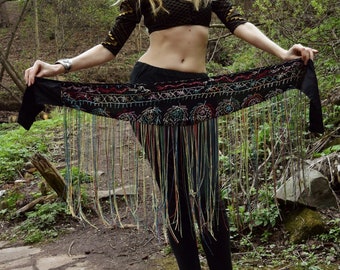 Tribal Fusion FreePeople Gypsy Bellydance Banjara Hip Scarves MULTANI HAND EMBROIDERED dupatta shawl