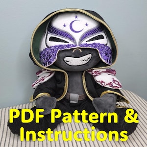 Oracle of Nyx Plush Sewing Pattern: doll, robe, mask, armor, pants & shoes (embroidery files included)