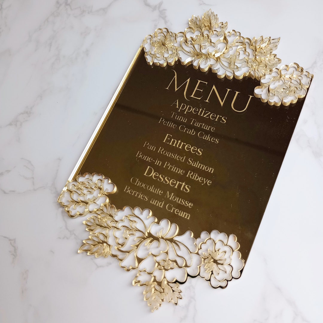 Acrylic Menu Cards, Floral Acrylic Menu, Acrylic Menu Wedding,wedding