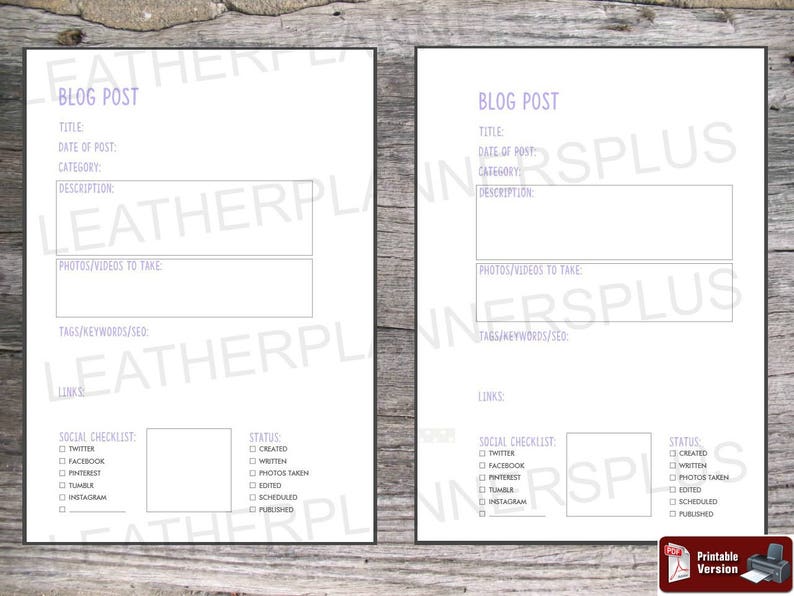 Pdf Printable Pastel Purple Blog Post Planner Insert A5 Size Etsy