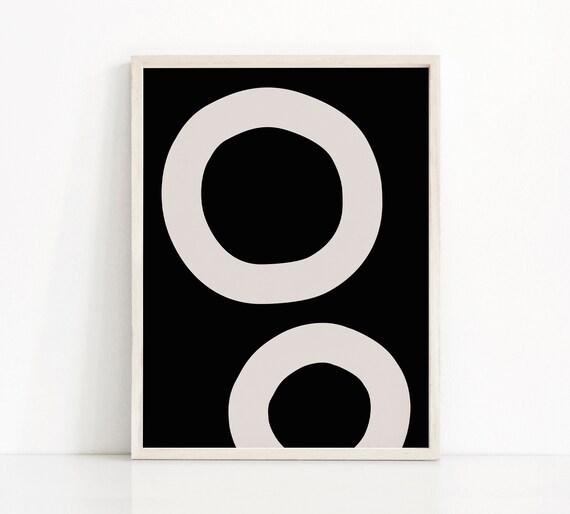 Abstract Circles Minimalist Wall Art, Modern Printable Art, Abstract Poster, Black And Beige Art, Minimal Art Print, Digital Download Art