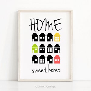Printable Wall Art, Instant Download Digital Print, Home Decor Art Print, Wall Print Home Sweet Home, Housewarming Gift, Typography Wall Art