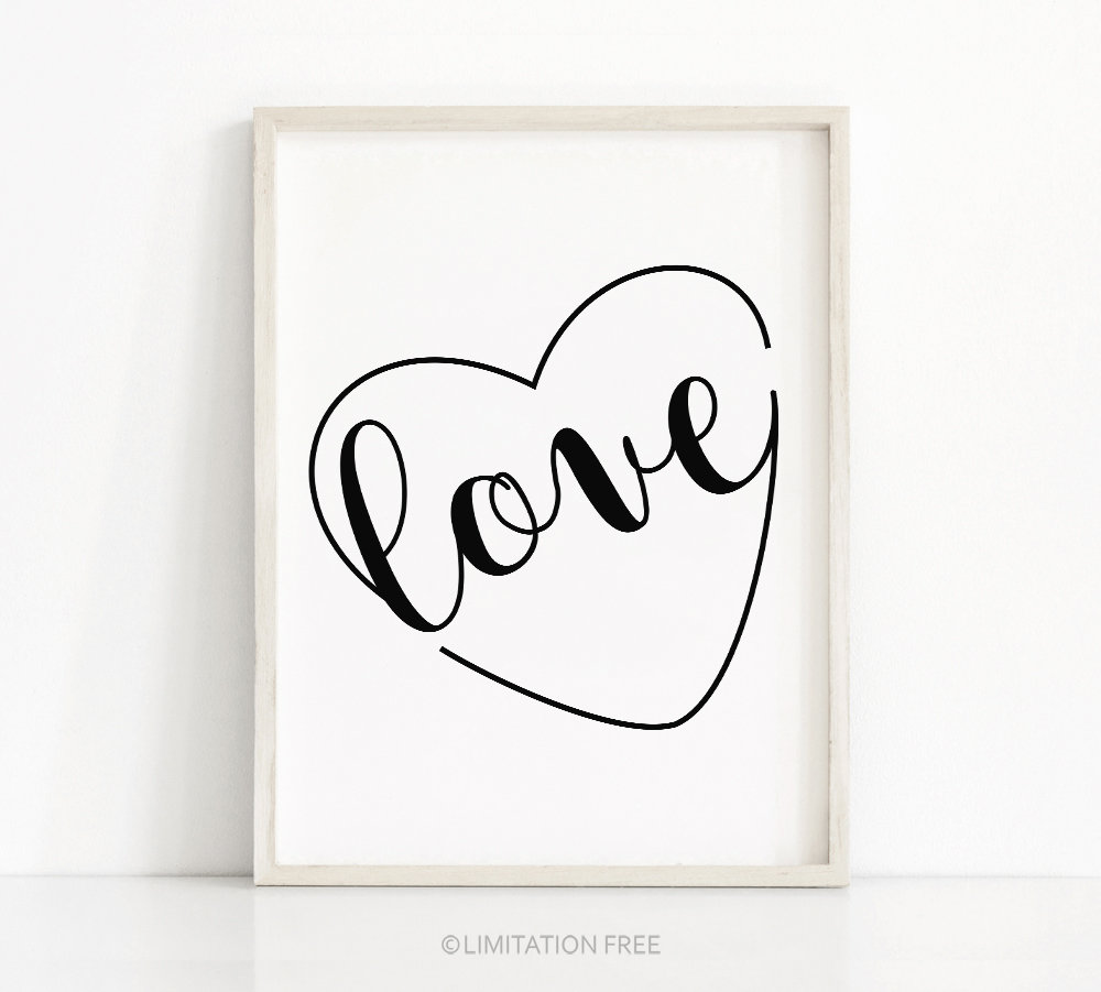 Love Wall Art Print Digital Download Black And White Print Etsy