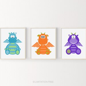 Kids prints, Boys Room Art, Kids Wall Art Prints, Boy Nursery Art, Dragon Nursery Wall Art, Nursery Set, Printable Wall Art Set Of 3 Prints