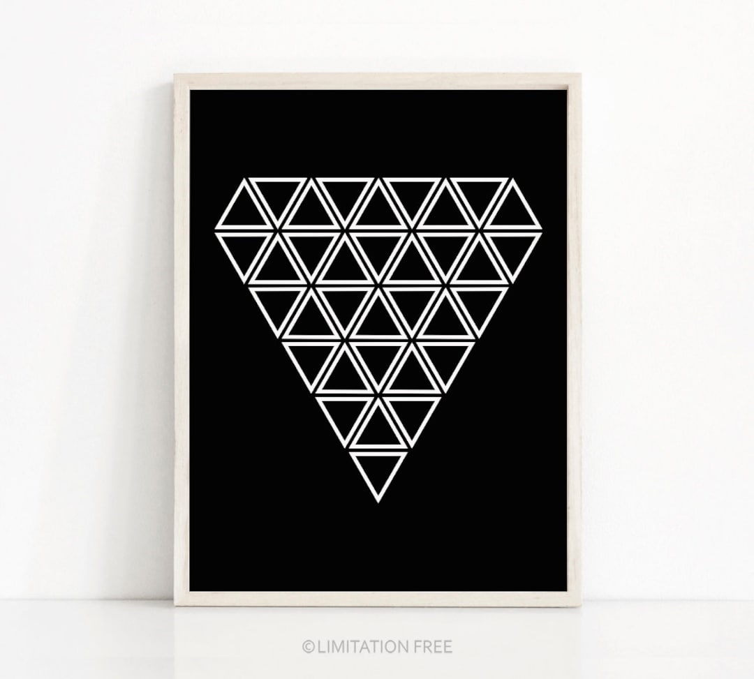 Black and White Wall Art Print, Geometric Art, Abstract Triangle Print