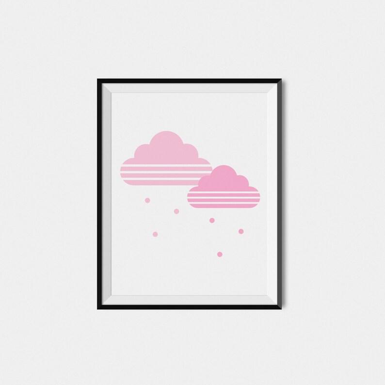 Pink Cloud Nursery Print Nursery Wall Art Printable Nursery Etsy