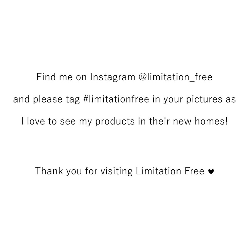 Puede incluir: Texto sobre un fondo blanco que dice: Encu&eacute;ntrame en Instagram @limitation_free y por favor etiqueta #limitationfree en tus fotos, ya que me encanta ver mis productos en sus nuevos hogares! Gracias por visitar Limitation Free &hearts;