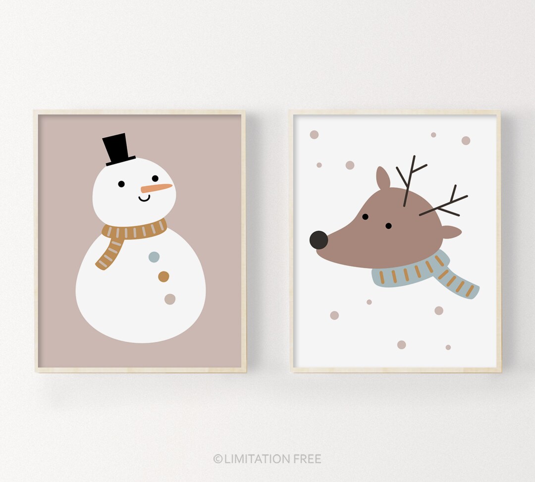 Cute Christmas Printables, Kids Christmas Wall Art, Snowman Print, Cute ...