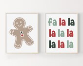 Christmas Prints, Printable Wall Art, Christmas Decor, Fa la la la Print, Kids Christmas Art, Printable Holiday Wall Art, Gingerbread Print