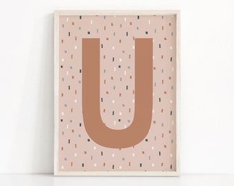 Impresión inicial de confeti, impresión de monograma para guardería, arte infantil personalizado, arte de pared con nombre para guardería, arte infantil, impresión infantil personalizada, impresión de letras