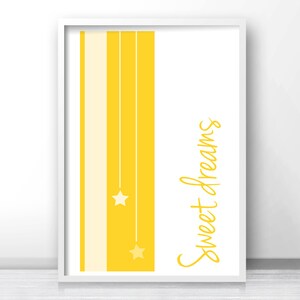 Sweet Dreams Nursery Print, Printable Nursery Art, Gender neutral Baby Wall Art, Digital Nursery Art Yellow Nursery Decor, Baby Art Print image 3