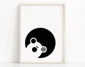 Bear Nursery Print, Instant Download Art, Black And White Nursery Art, Kids Print, Animal Nursery Decor, Monochrome Baby Print, Kids Decor
