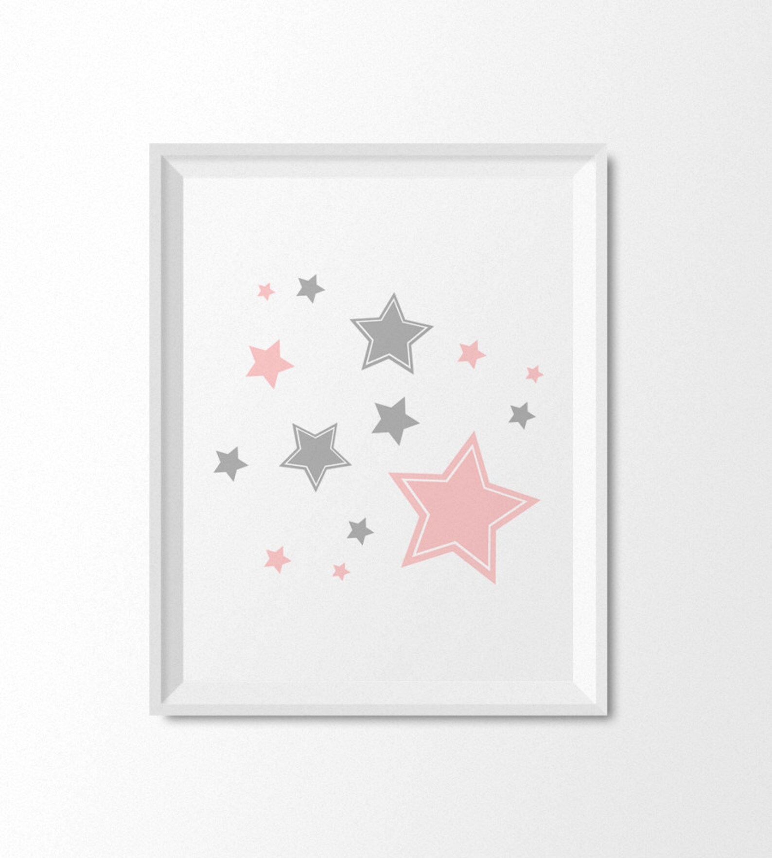 Moon and Stars Nursery Prints Printable Nursery Art Pink Etsy