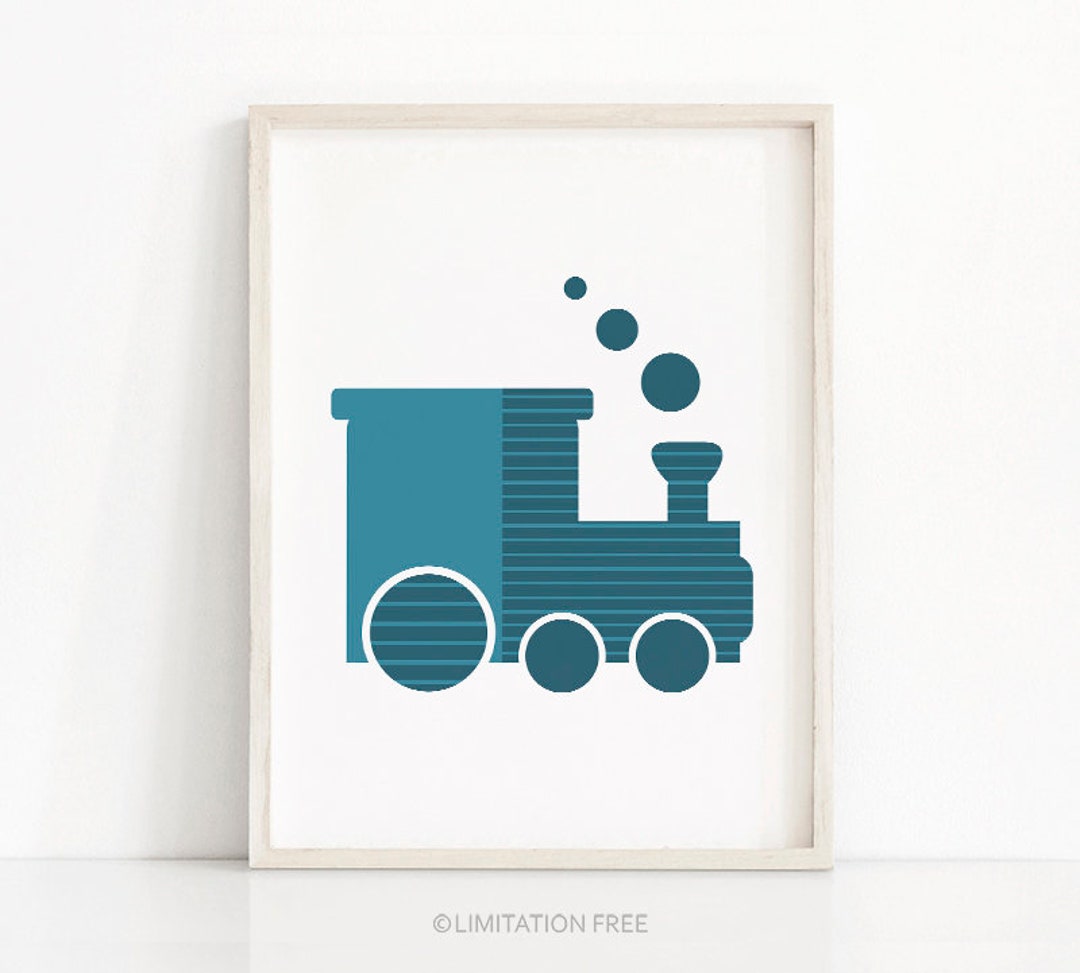 Train Nursery Wall Art, Modern Nursery Print, Baby Boy Nursery Art ...