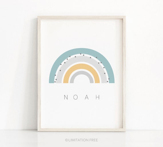 Printable Rainbow Wall Art, Name Nursery Print, Instant Download Art, Rainbow Kids Print, Printable Nursery Art, Rainbow Baby Shower Gift
