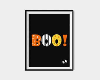 Halloween Printable Boo Sign,  Digital Halloween Decor, Halloween Wall Art Print,  Halloween Party Decoration BOO! Print, Fall Wall Art