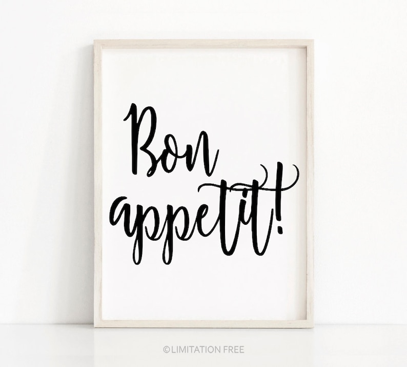 Bon Appetit Printable Wall Art Kitchen Print Instant - Etsy