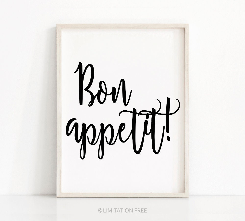 Bon Appetit Printable Wall Art Kitchen Print Instant Etsy