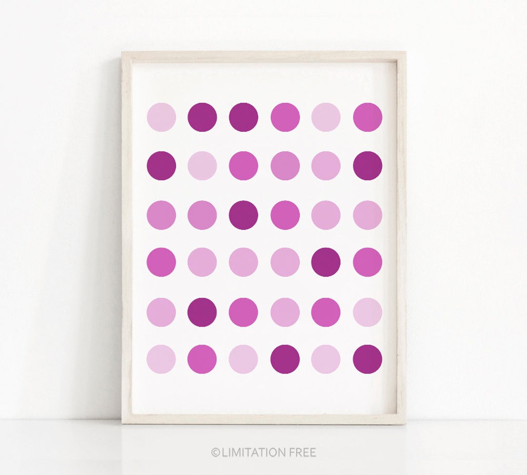 Purple Wall Art Print, Polka Dot Digital Art, Home Decor Art Print ...