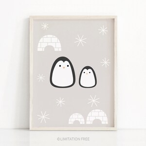 Druckbare Weihnachts Wandkunst, Weihnachtsdruck, Pinguin Druck, Weihnachts Wandkunst, Pinguin Kunst, Urlaub Dekor, Download Kunstdruck