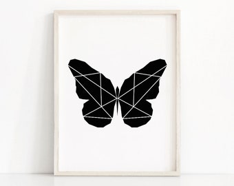 Geometric Art Print, Printable Art, Black and White Wall Art, Digital ...