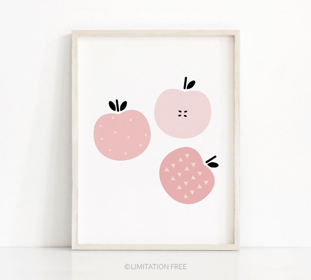 Apple Wall Art Print, Digital Download Art, Kitchen Wall Art, Apple