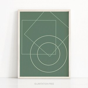 Geometric Art Print, Printable Wall Art, Digital Download Art, Geometric Print, Green Wall Art, Instant Download Printable, Dark Green Print