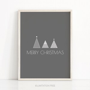 Sofortiger Download Weihnachtsdruck, digitaler Download Kunst, druckbare Weihnachtskunst, graue Weihnachtsdekor, druckbare Kunst, Weihnachtsausdrucke