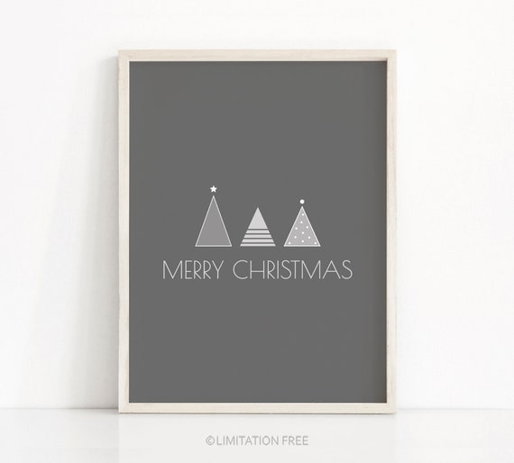 Instant Download Christmas Print, Digital Download Art, Printable Christmas Art, Grey Christmas Decor, Printable Art, Christmas Printables