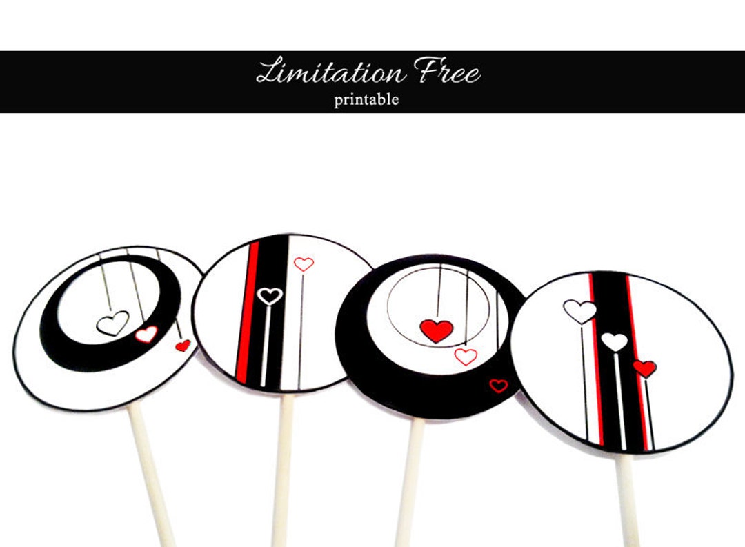 Heart Cupcake Toppers, Printable Cupcake Toppers, Instant Download ...