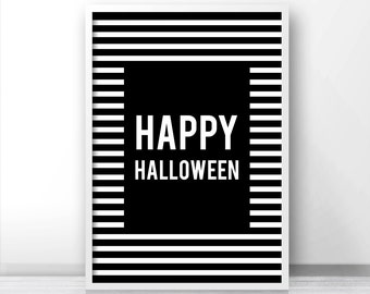 Happy Halloween Print, Halloween Printables, Fall Printable Art, Instant Download Printable Halloween Decor, Digital Halloween Wall Art
