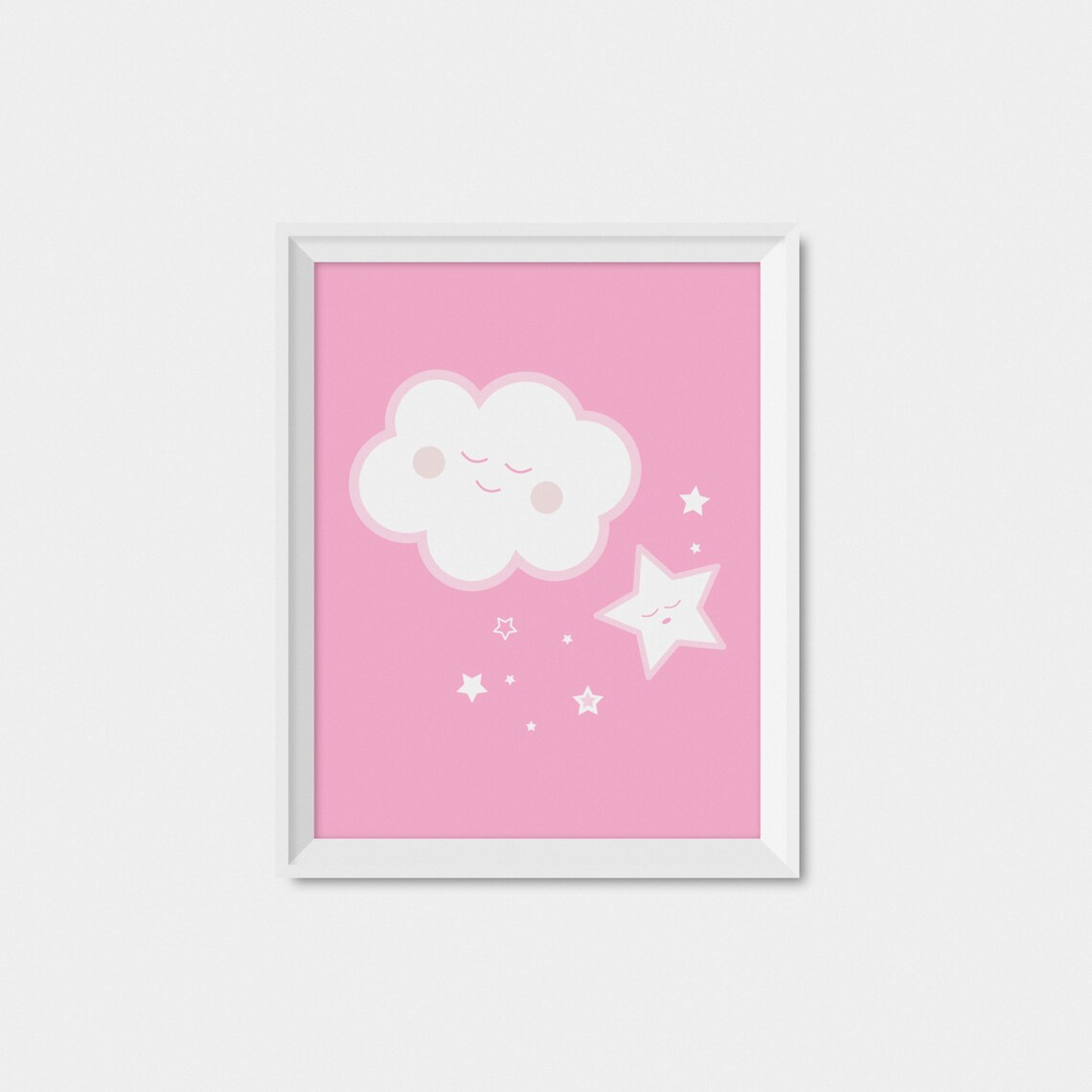 Nursery Print for Girl Cloud Nursery Art Pink Wall Art Etsy