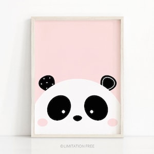 Panda Print, Digital Download Nursery Print, Baby Girl Nursery Art, Girls Room Art, Panda Nursery Decor, Instant Download Printable Nursery image 1