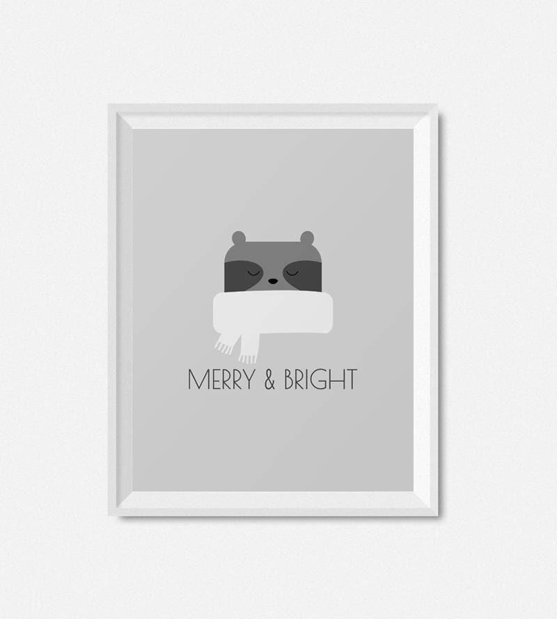 Printable Christmas Wall Art Merry and Bright Christmas Etsy