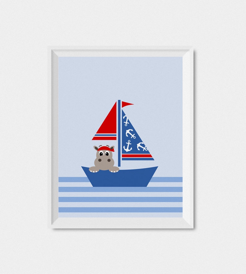 Sailboat Baby Art Nautical Nursery Print Boy Nursery Wall - Etsy