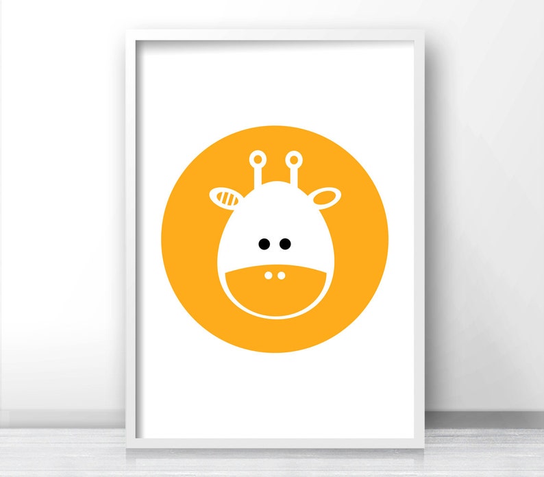 Baby Animal Nursery Art, Giraffe Nursery Print, Kids Art Print, Download Printable Nursery Decor, Yellow Baby Wall Art, Modern Kids Print image 3