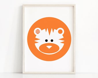 Modern Nursery Decor, Tiger Nursery Print, Printable Kids Art Print, Nursery Animal Print, Printable Art For Nursery, Tiger Art, Kids Print