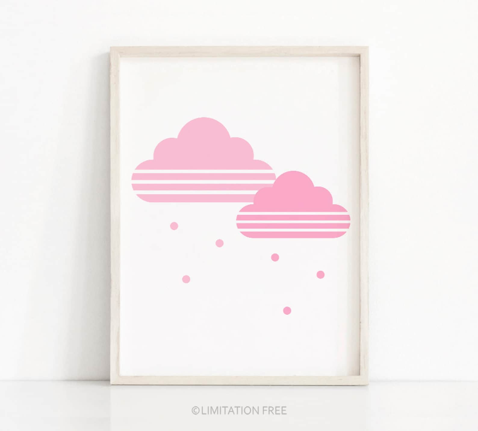 Pink Cloud Nursery Print Nursery Wall Art Printable Nursery Etsy
