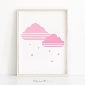 Pink Cloud Nursery Print, Nursery Wall Art, Printable Nursery Art Print, Pink Nursery Decor, Baby Print, Wall Art For Girls, Baby Girl Art