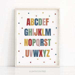 Printable Alphabet Poster, Children&#39;s Playroom Art, ABC Print, Kids Room Decor, Nursery Alphabet Wall Art, ABC Playroom Print, Nursery Print