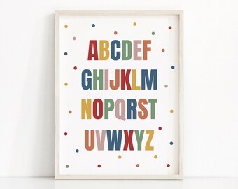 Printable Alphabet Poster, Children's Playroom Art, ABC Print, Kids Room Decor, Nursery Alphabet Wall Art, ABC Playroom Print, Nursery Print