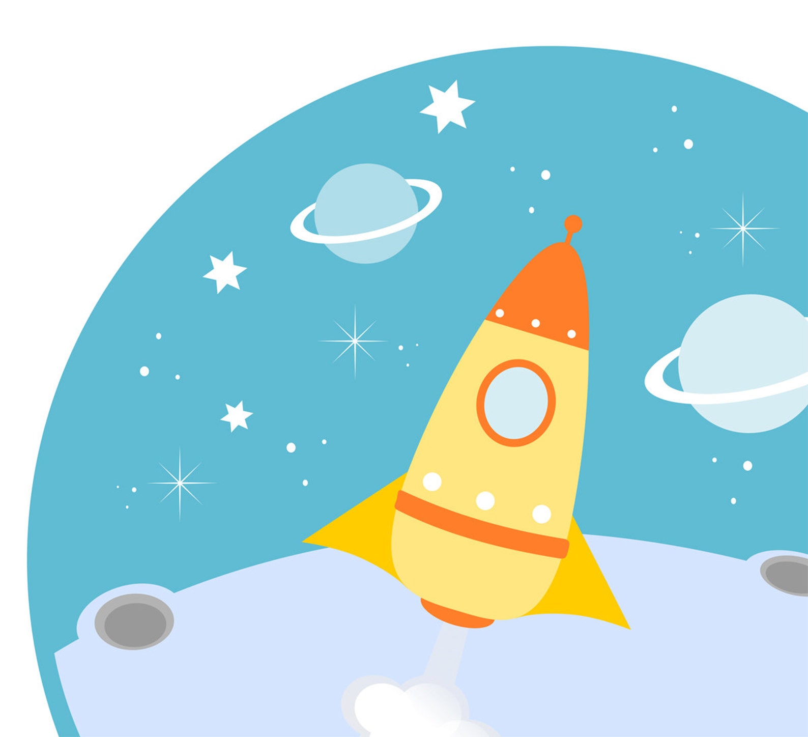 Outer Space Kids Wall Art, Rocket Ship Print, Boys Room Decor, Space ...