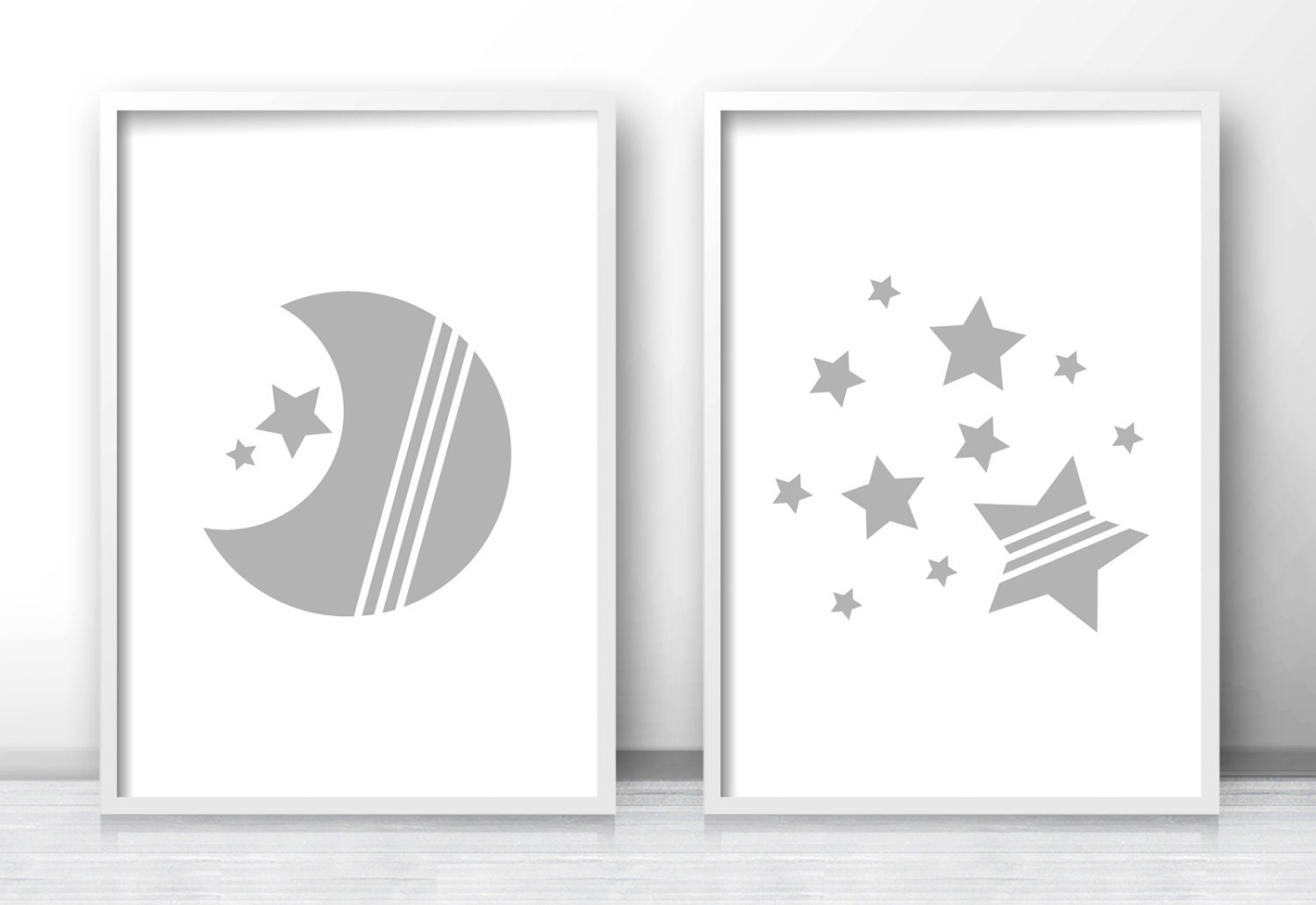 Moon and Stars Nursery Prints Set of Prints for Nursery Baby Etsy