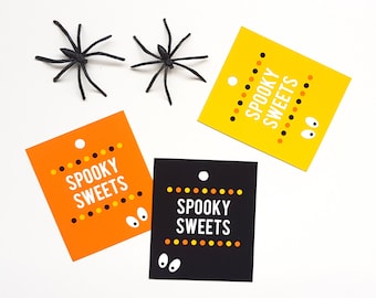 Halloween Treat Tags, Digital Download, Halloween Tags, Printable Halloween Gift Tags, Printable Favor Tags, Spooky Sweets Tags