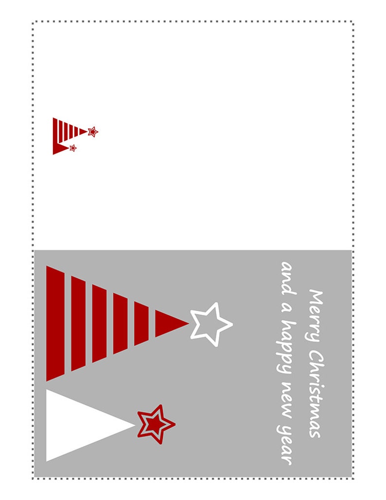 5 x 7 druckbare Weihnachtskarte, sofortiger Download Frohe Weihnachten Karte, rot und weiß digitale Weihnachtskarten, Rentier Karte Bild 4