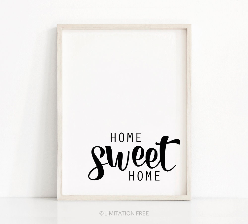 Home sweet home print black and white minimalist typography poster wall art decor inspirational quote