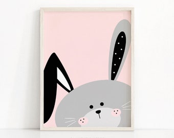 Nursery Wall Art, Girls Room Decor, Bunny Print, Printable Nursery Art, Instant Download, Nursery Animal Print, Animal Wall Art For Kids