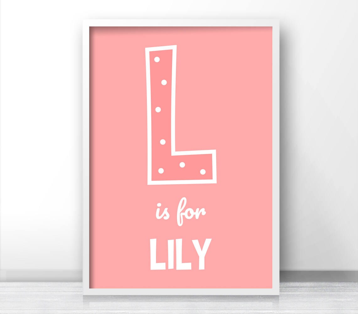 Nursery Name Wall Art Print Custom Name Art Personalized Etsy