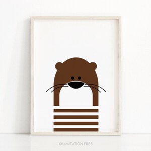 Digital Download Nursery Print, Otter Nursery Wall Art, Kids Art Print, Instant Download Printable Nursery Art, Kids Wall Art, Animal Print